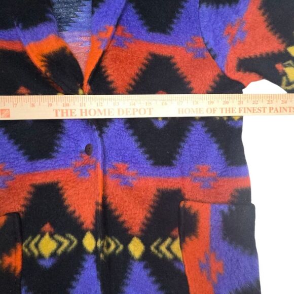 Vintage Aztec Navajo Fleece Cardigan Jacket W/ Pockets USA Small Single Button - Picture 6 of 8